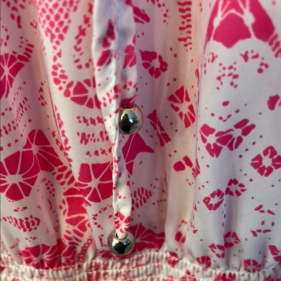 Ellen Tracy Pink and White Peplum Long Sleeve Blouse - Picture 6 of 14